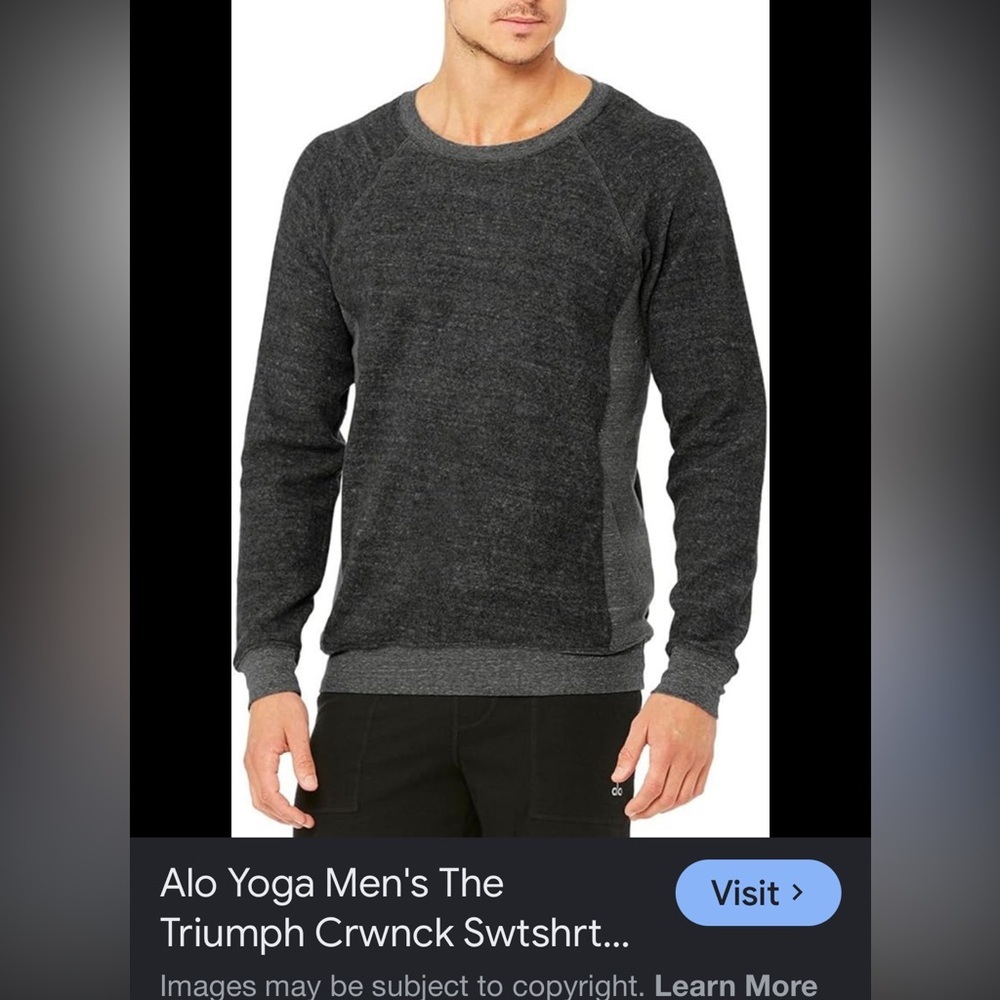 ALO Yoga Triumph Crew Neck Sweatshirt - Navy Blue & Gray -